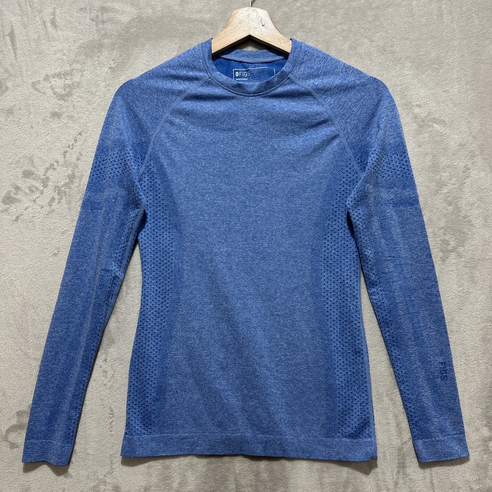 Figs Salta Seamless Longsleeve Underscrub Blue Women XS Medical Scrubs Top